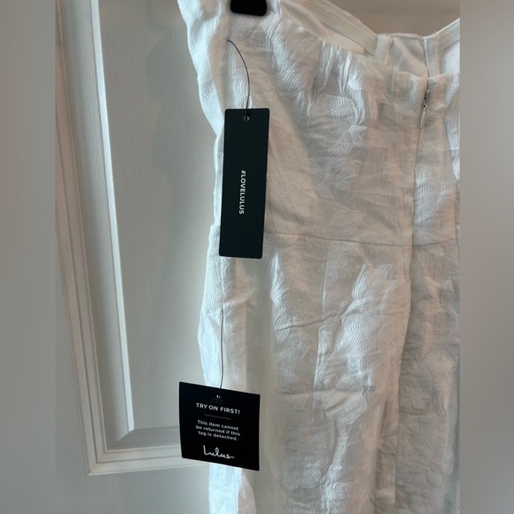 Lulus From this Day White Floral Jacquard Strapless Midi Dress NWT - Picture 10 of 16